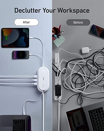 Maximize Productivity with the Anker 647 10-in-1 Charging Station: High-Power Hub Featuring 6 AC Outlets, USB-A & USB-C Ports, Dual 3 ft Retractable Cables, and 5 ft Extension Cord – Ideal for Modern Office Environments and Rapid Device Charging with Cutting-Edge Power Delivery Technology