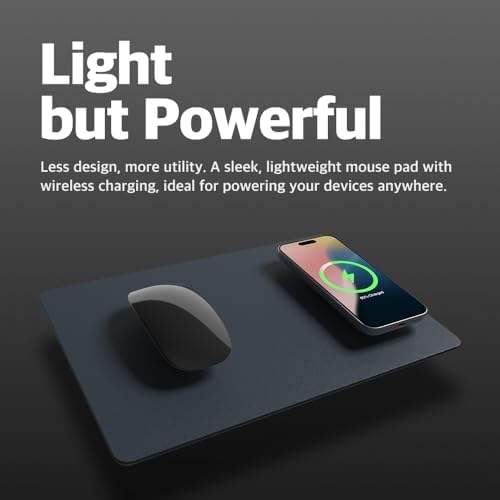 POUT H3 Midnight Blue Portable Qi Wireless Charging Mouse Pad – Effortless Device Charging Meets Sleek Workspace Efficiency for Laptops, i Phones, Air Pods & Samsung Galaxy – Lightweight, Non-Slip Design Enhances Productivity & Style