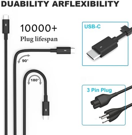 Universal 65 W USB-C Type-C Laptop Charger for Dell Latitude & XPS Models – Fast Charging Power Adapter Compatible with Latitude 7275, 7370, 5420, XPS 13 9250 & More – Versatile 5 V to 20 V Output for Optimal Device Performance – Durable Power Cord Included with 1-Year Warranty and 30-Day Replacement Guarantee – Ideal for Home and Office Use