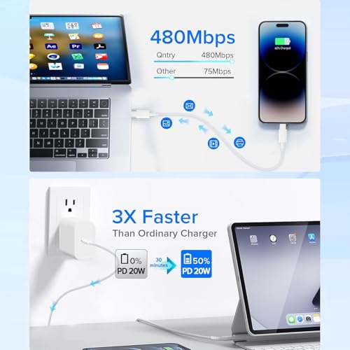 Dual 20 W USB-C Fast Charger Kit for i Pad – 2 Pack with 10 FT Charging Cables for i Pad Pro, Air, Mini – Rapid Power Adapter for Enhanced Performance and Portability