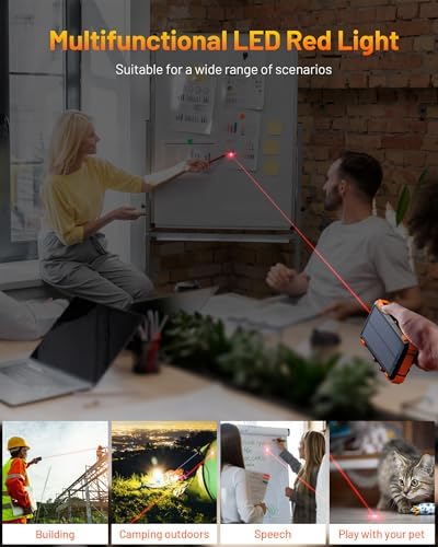 Ultimate GOODaaa Solar Power Bank – 42,800 m Ah High-Capacity Portable Charger with 20 W Fast Charging, Integrated Cables, Wireless Charging for Apple Watch, LED Flashlight, Carabiner & Built-in Thermometer – The Essential Outdoor Power Solution for Adventurers and Travelers