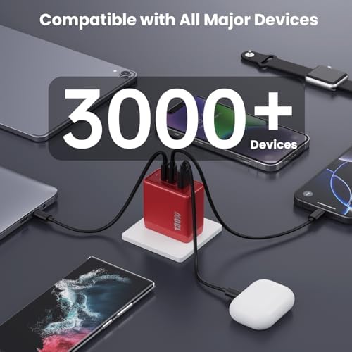 High-Power 130 W USB-C Charger Block | 3-Port Ga N Fast Charging Station | Compact Foldable Type C Wall Charger for Laptop, i Phone 16/15, i Pad Pro & Galaxy Series | Efficient PD QC Charging Solution for On-the-Go Connectivity