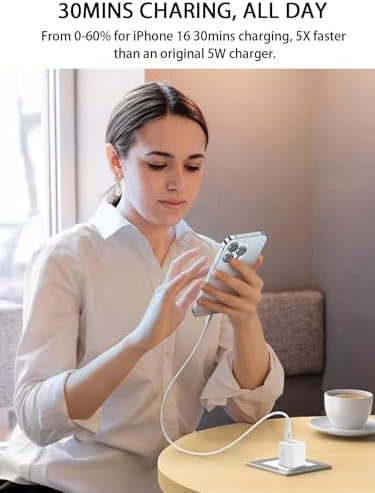 30 W Ga N Dual Port USB-C Wall Charger – Ultra-Compact Fast Charging Adapter for i Phone 16/15/14, i Pad, Galaxy & Pixel – Reliable Power Solution with Advanced Safety Features for Home, Office & Travel Convenience