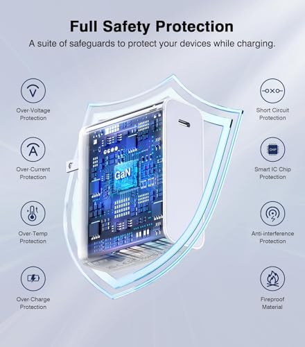 Power Up Efficiently: 100 W USB-C Fast Charger for Mac Book Pro & Air – 5.9 ft Cable for Rapid Charging of All USB-C Devices – Enhanced Safety Features, Optimal Compatibility for 2024-2016 Models Including i Pad Pro, Samsung Laptops, and More