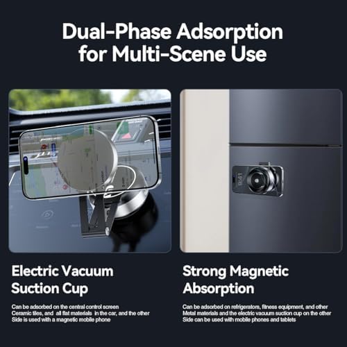 Revolutionary Magnetic Car Phone Holder – Adjustable Vacuum Suction Mount for i Phone 12-16 – Enhanced Stability on Smooth Surfaces – Foldable Design for Optimal Viewing – Hands-Free Navigation & Communication Solution – Durable Lightweight Construction for Everyday Use – Effortless Attachment with Electric Magnetic Technology – Perfect for Mirror, Glass, and Screen Surfaces – Elevate Your Driving Safety with This Essential Accessory