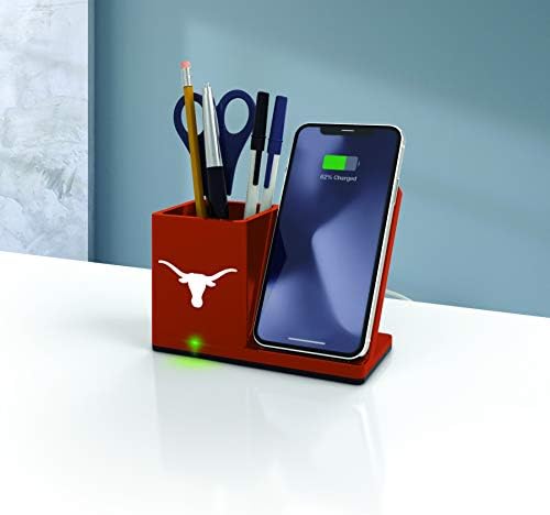 NCAA Unisex Fast Wireless Charging Stand & Desk Organizer – Stylish Multi-Device Charger for Sports Enthusiasts, Efficient Workspace Solution with Built-in Accessory Compartments