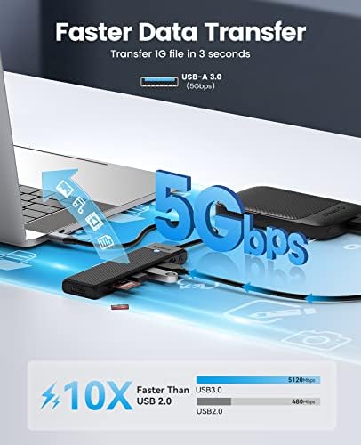 Ultra-Slim 4-Port USB 3.0 Hub by ORICO – High-Speed Data Splitter with 1.65 ft Extended Cable for Enhanced Connectivity, Perfect USB Adapter for Laptops, PCs, Mac Books, Xbox & More – Effortless Plug-and-Play Design for Seamless Device Management