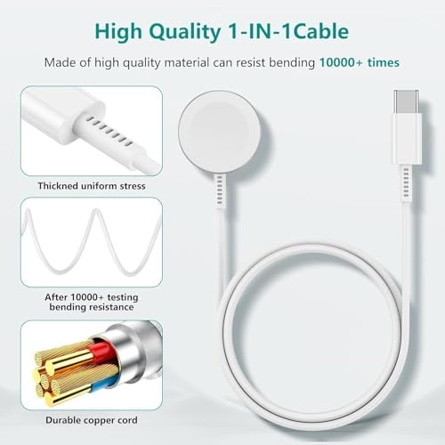 Revolutionary 2-in-1 Magnetic USB-C Charger for Apple Watch & i Phone – 3 ft Fast Charging Cable for Series Ultra/9/8/7/6/SE/SE2/5 & i Phone 14/13/12/11 Pro/Pro Max – Ultimate Convenience, Enhanced Compatibility, and Robust Durability for Modern Tech Users