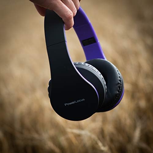 Experience the Ultimate in Comfort and Sound with Power Locus Stylish Purple & White Wireless Over-Ear Headphones – Hi-Fi Stereo Quality, Foldable Design for Travel, 12-Hour Battery Life, and Built-In Microphone for Hands-Free Calls – Perfectly Compatible with i Phone, Samsung, and LG Devices