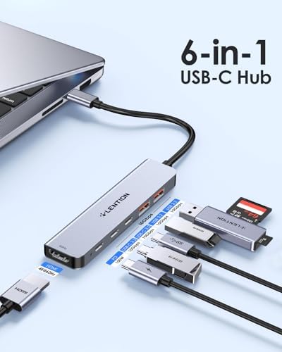 Unleash Seamless Connectivity with the LENTION USB C Hub – 4 K@60 Hz HDMI, Dual USB C & Super-Fast USB 3.2 Gen2 Ports for 10 Gbps Transfers, 100 W Power Delivery – Perfect for Mac Book Pro, Mac Book Air, i Phone 15 & Windows Laptops – Sleek Gray Design for Ultimate Versatility and Efficiency
