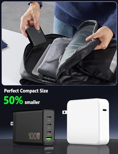 Powerful 100 W Ga N USB-C Charging Hub – 4-Port Multi-Device Charger for Laptops, Tablets, and Smartphones – Swift Compatibility with Mac Book Pro/Air, i Pad Pro, Galaxy S23, Pixelbook, and More – Advanced Safety Features with 6 ft Cable Included – Elevate Your Charging Experience with Intelligent Protection and High-Speed Performance