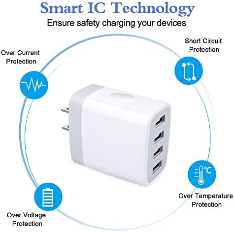HOOTEK 2-Pack Multi-Port USB Wall Charger – 4.8 A Fast Charging Cube for i Phone and Samsung Galaxy Devices – Compact Travel Adapter with Enhanced Compatibility and Safety Features for Rapid Device Charging