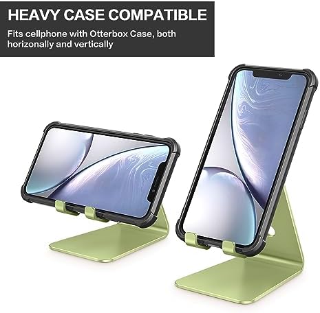 OMOTON Adjustable Cell Phone Stand, C2 Aluminum Desktop Phone Holder Dock Compatible with iPhone 15 14 13 Xs XR 8 Plus 7 6, Samsung Galaxy, Google Pixel, Android Phones – Enhanced Compatibility and Speed