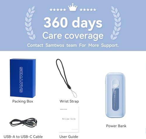 Compact 10,000 m Ah Power Bank with Retractable USB-C Cable – 30 W Fast Charging Portable Charger for i Phone 15/16, Galaxy, and i Pad – Smart LED Display for Travel Convenience and Enhanced Compatibility