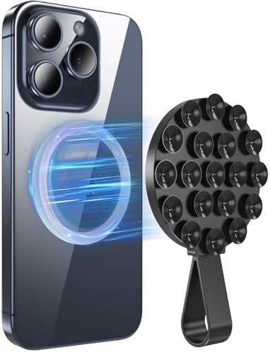 Magnetic Suction Cup Mount for Mag Safe Devices – Effortless Hands-Free Phone Holder with Premium Anti-Slip Silicone Grip for Content Creators – Ultra-Stable, Lightweight Accessory Perfect for Tik Tok and Photography on the Move