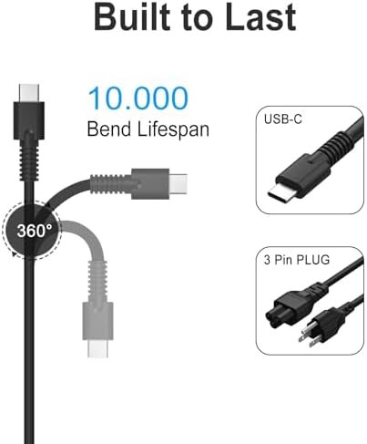 HP 65 W USB-C Fast Laptop Charger – Ultra-Slim Type-C Power Adapter for Superior Compatibility with HP Spectre, Envy, Elite Book, and Chromebook Models – Efficient Charging Solutions for Maximum Performance and Speed in a Lightweight Design