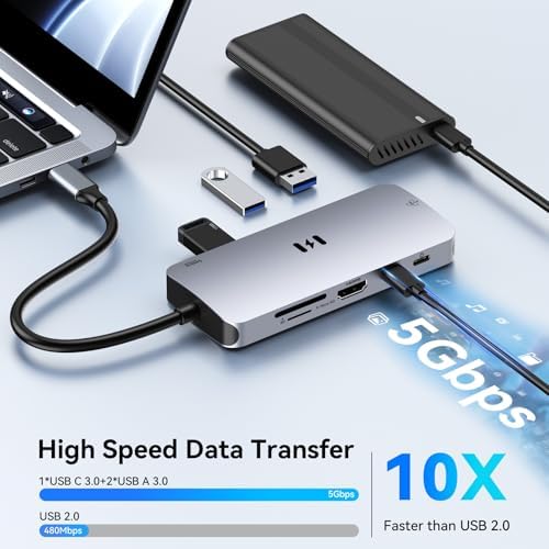 Ultimate 9-in-1 USB C Adapter for Mac Book Pro/Air – Versatile Dongle with 3 USB Ports, HDMI, RJ45 Ethernet, 100 W PD Charging, and SD/TF Card Reader – Unmatched Compatibility for Mac, Dell XPS, and Lenovo Think Pad – Boost Your Productivity and Streamline Your Workspace