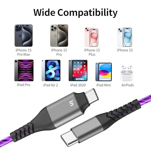 Elevate Your Charging Experience with the 6 ft USB C to USB C Fast Charging Cable – Featuring LED Status Indicator, 3 A Power Delivery for i Phone 15/15 Pro, Mac Book, and Samsung Galaxy S23 – Durable, Tangle-Free Design for Effortless Connectivity at Home or Office