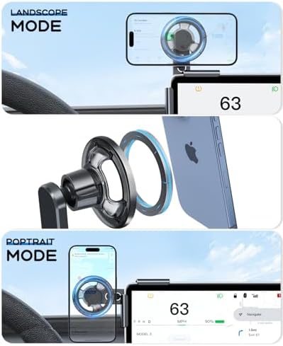 Magnetic Tesla Phone Mount for Mag Safe – Premium Holder for Model 3 & Model Y | Universal Smartphone Compatibility | 360° Rotation for Effortless Access | Easy Installation & Enhanced Driving Safety | Sleek Design for Modern Tesla Aesthetics