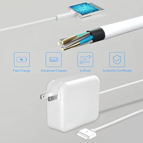 High-Efficiency 45 W Mac Book Pro Charger – Premium Replacement AC Power Adapter with T-Tip Connector for Mac Book Air & Pro (2012-2017) – Rapid Charging, Advanced Safety Mechanisms & Broad Compatibility for 11/13/15/17 Inch Models – Sturdy, User-Centric Design Backed by 1-Year Warranty and Exceptional Customer Support