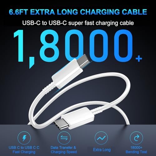 45 W Super Fast USB-C Charger for Samsung Galaxy | Dual Port Fast Charging Block with 10 FT Cable | Ultimate Compatibility for Galaxy S25/S24/S23/S22 Series | Efficient, Reliable, and Travel-Friendly Charging Solution