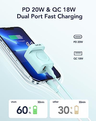 VRURC Portable Wireless Magnetic Charger for Apple Watch – 3-in-1 Travel Essential with PD 20 W Fast Charging, Compatible with i Phone 16/15/14/13 & Android Devices – Lightweight Design in Stylish Purple for Ultimate Convenience