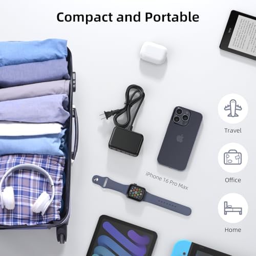 Ultimate 125 W USB-C Multi-Device Charging Station: 6-Port Fast Charger with Ga N Technology for i Phone, i Pad, Apple Watch, Galaxy S23 & More – Compact Power Hub for Home & Office Efficiency
