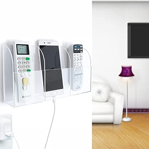 Clear Acrylic Wall-Mounted Tablet Holder – Sleek Charging Station for i Pads, Kindles, and Smartphones – Innovative Remote Control Organizer for Modern Homes and Offices – Maximize Space with Easy Access Design – Durable and Stylish Storage Solution for Clutter-Free Living