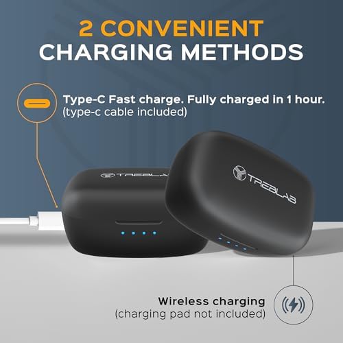 TREBLAB X9 Pro Wireless Earbuds – Unmatched Hybrid Active Noise Cancellation, 6 AI Microphones for Crystal Clear Calls, IPX6 Waterproof for Ultimate Durability, 50 Hours Playtime, and Bluetooth 5.3 Fast Pairing – Ideal for Active Lifestyles, Travel, and Everyday Use