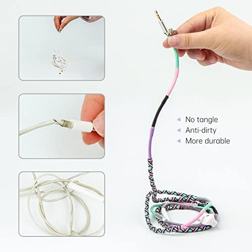 URIZONS Kids Wired Earbuds with 3.5 mm Jack – Noise Isolating In-Ear Headphones for Immersive Sound, Heavy Bass, and Built-in Microphone – Tangle-Free Cord & Stylish Fabric Braided Wristband – Ideal for i Phone, i Pad, Mac – Safe Listening Experience for Young Users
