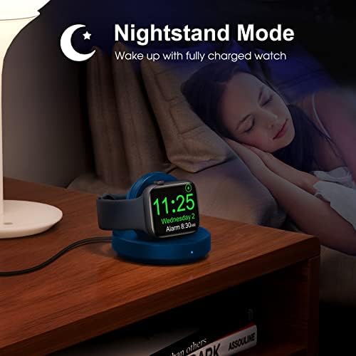 Sleek Sky Blue Portable Magnetic Charging Dock for Apple Watch – Fast Wireless Charger with Nightstand Mode, Compatible with Series 10, 9, 8, 7, SE, 6, 5, 4, 3, 2, Ultra 2 – Travel-Friendly Design with Premium Charging Cable for Effortless Power and Style