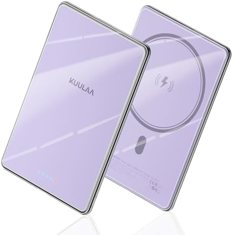 Ultra-Slim Kuulaa Mag Safe Battery Pack 5000 m Ah – Magnetic Portable Charger for i Phone 12-16 Pro Max with USB-C PD 20 W Fast Charging, Elegant Titanium Finish for On-the-Go Power Solutions