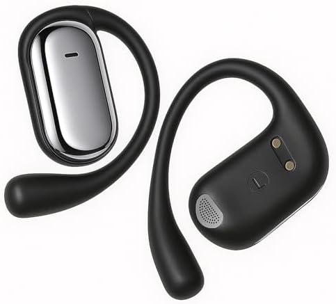 EUQQ Ultra Open-Ear Bluetooth Earbuds – Cutting-Edge Bone Conduction Headphones for Dynamic Sports Performance, Waterproof & Ergonomically Designed for Secure Over-Ear Comfort in Sleek Carbon Black – Ideal for Active Lifestyles and Outdoor Enthusiasts