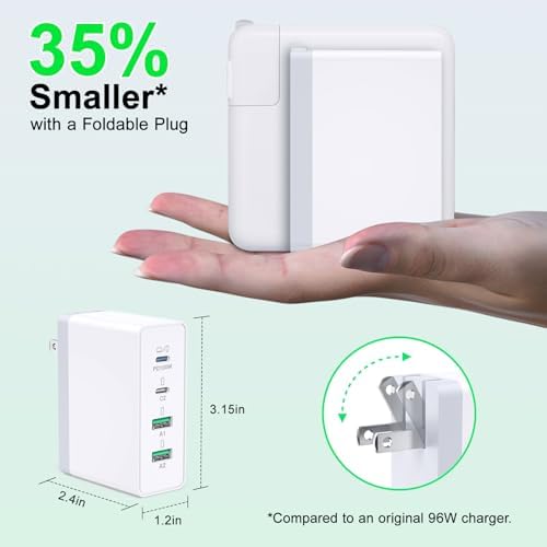 Bangfun 100 W USB-C Power Hub: Ultra-Fast 4-Port Wall Charger for Mac Book Pro, i Phone 16/15, i Pad Pro & Dell XPS – Compact, Foldable, and Versatile Charging Station for All Your Devices