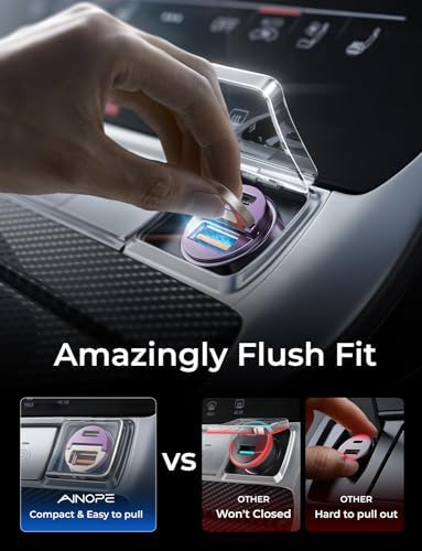 AINOPE 90 W Ultra-Fast Compact Car Charger with Dual USB-C Ports – Innovative Invisible Design for Seamless Integration in Vehicles, Perfect for Samsung Galaxy S25/S24 Ultra Plus & i Phone 16/15/14/13/12 Pro Max – Enhance Your Charging Experience on the Go