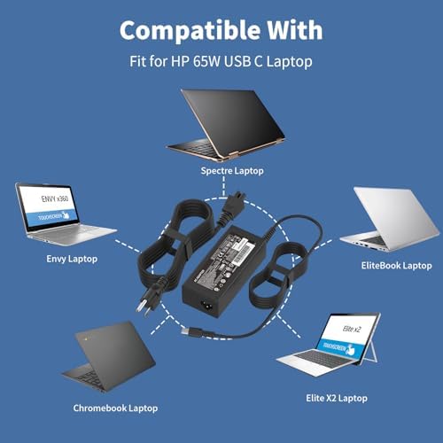 65 W USB-C Power Adapter for HP Elite Book & Chromebook – Advanced Rapid Charge Solution for Elite x360, Spectre x360, Pro Book, Envy & More – Versatile 20 V/3.25 A Output for Optimal Device Performance – Perfect Replacement for TPN-LA12, TPN-LA22 & Other Models – Reliable Compatibility Across Diverse HP Laptops – Supports Wide Voltage Range with 100-240 V Input – Lightweight & Portable Design for Effortless Travel Charging – Premium Quality Power Cord Included for Uninterrupted Connectivity – Enhance Your Laptop Efficiency with This High-Performance Charger – Ideal for Students and Professionals Seeking Consistent Power Supply – 24/7 Customer Support for All Inquiries – Ensure Seamless Operation of Your HP Devices with This Essential Charger.