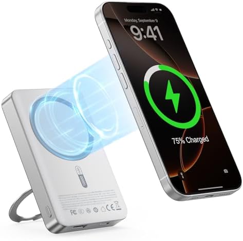 ORICO Kada Mag Safe 10,000 m Ah Wireless Power Bank – Innovative Fast Charging Battery Pack with 360° Rotatable Stand & Dual USB-A/Type-C Ports for i Phone 12-16 Series – Ultimate On-the-Go Power Solution with Magnetic Convenience