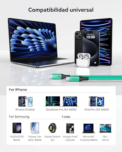 INIU USB-C Cable, [6.6ft, Blue] 2-Pack USBC Cable for iPhone 16 15 Pro Max/Plus, Samsung Galaxy S22 Ultra Note 10, Pixel 7a, MacBook, iPad, and More – Enhanced Compatibility and Speed