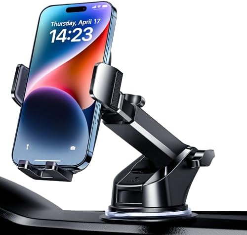 Qifutan Universal Car Phone Holder – Secure Dashboard Mount for All Smartphone Models with 360-Degree Rotation and Strong Adhesive Base – Enhance Driving Safety and Hands-Free Convenience
