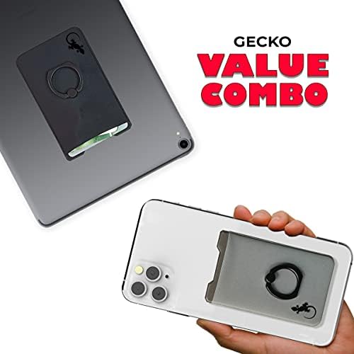 Gecko Universal Phone Ring Wallet – 360° Swivel Grip with Strong Adhesive for Credit Cards and Cash – Enhanced Stability and Comfort for Selfies, Videos, and Everyday Use – Compatible with All Cell Phone Models – Durable, Magnetic Mount Ready – Gray Finish – 90-Day Satisfaction Guarantee