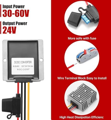 High-Efficiency Waterproof DC/DC Buck Converter: Versatile 20-90 V to 12 V Voltage Regulator for Automotive LED Systems and Heavy-Duty Applications – 20 A Output, 240 W Power Capacity for Reliable Performance in Challenging Environments
