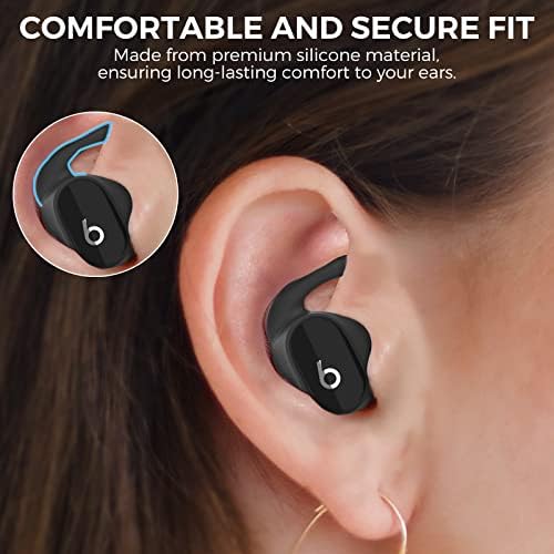 Aha Style Silicone Ear Hooks for Beats Studio Buds 2021 – 3 Pairs of Anti-Slip Covers for Ultimate Comfort and Secure Fit – Perfect for Running and Active Lifestyles – Classic Black Earbud Accessories Enhancing Audio Experience Without Charging Case Compatibility