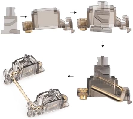 Ultimate Gold Plated PCB Stabilizers for Mechanical Keyboards – Translucent Smokey Design with Noise Reduction Films, Perfect Fit for 2 u, 6.25 u, and 7 u Spacebars – Elevate Your Typing Experience and Enhance Durability