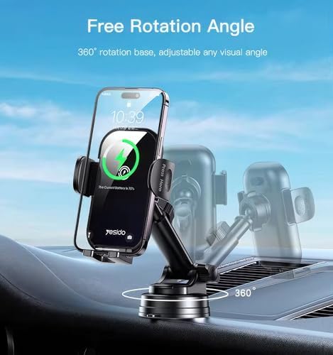 15 W High-Speed Wireless Car Charger and Adjustable Phone Mount – Universal Compatibility for i Phone 10-16 & Samsung Galaxy S Series – Effortless Power with Enhanced Safety and Style
