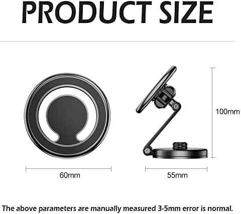 Salior Universal Magnetic Phone Holder for Car – 48 N50 Super Strong Magnets, 360-Degree Adjustable Mount for Ultimate Viewing Flexibility, Sleek Black Design, Effortless One-Handed Operation, Compatible with All Smartphones for Enhanced Driving Safety and Convenience