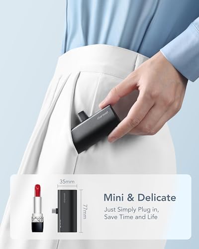Ultra-Compact 5000 m Ah Power Bank for i Phone 16/15 & Samsung Galaxy S24 – 20 W PD Fast Charging Mini Charger for On-the-Go Efficiency, Pocket-Sized Battery Pack with USB-C Connectivity for Rapid Recharges and Enhanced Compatibility – Perfect for Travel and Everyday Use