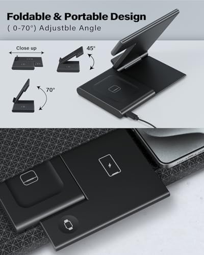 Revolutionize Your Charging Experience with the Ultimate 3-in-1 Foldable Wireless Charger for i Phone, Apple Watch & Air Pods – Fast, Portable Power Solution for i Phone 16, 15, 14, 13 Pro Max Plus, Apple Watch Series 10-2 & Air Pods Pro 4, 3, 2 – Streamline Your Tech Life Today!
