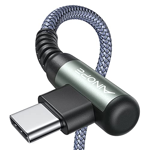 AINOPE Right Angle USB C Cable – 2-Pack (10 ft + 10 ft) Fast Charging 3.1 A Nylon Braided Charger for Enhanced Device Compatibility, Ideal for Gaming and Multitasking, Durable Black Design