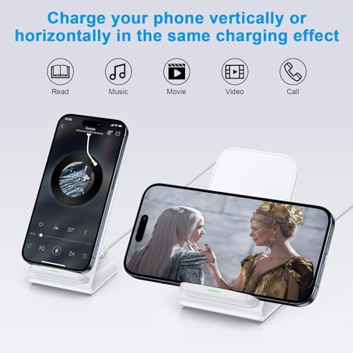 Dual-Pack 15 W Fast Wireless Charger Stand for Samsung Galaxy S23-S25 & Google Pixel 7 a-9 Pro XL – Sleek, Efficient Charging Station with Enhanced Safety Features and Universal Compatibility
