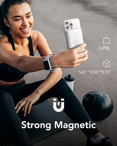 VRURC 10000 m Ah Magnetic Portable Charger – 3-in-1 Fast Wireless Charger for i Phone 14/13/12 Series, Apple Watch & Air Pods – 22.5 W Quick Charge Power Bank in Stylish Pink – Ultimate On-the-Go Charging Solution with Enhanced Compatibility